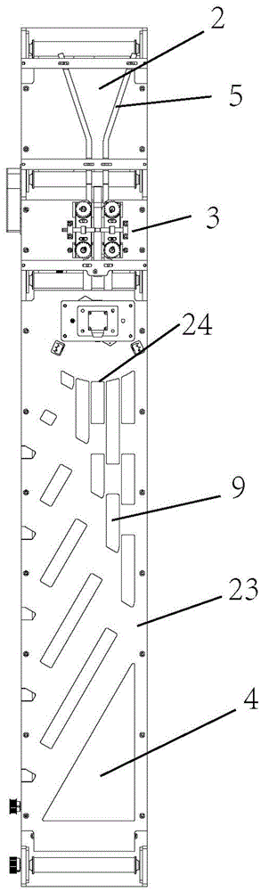 Fish mouth type distributing and sequencing mechanism