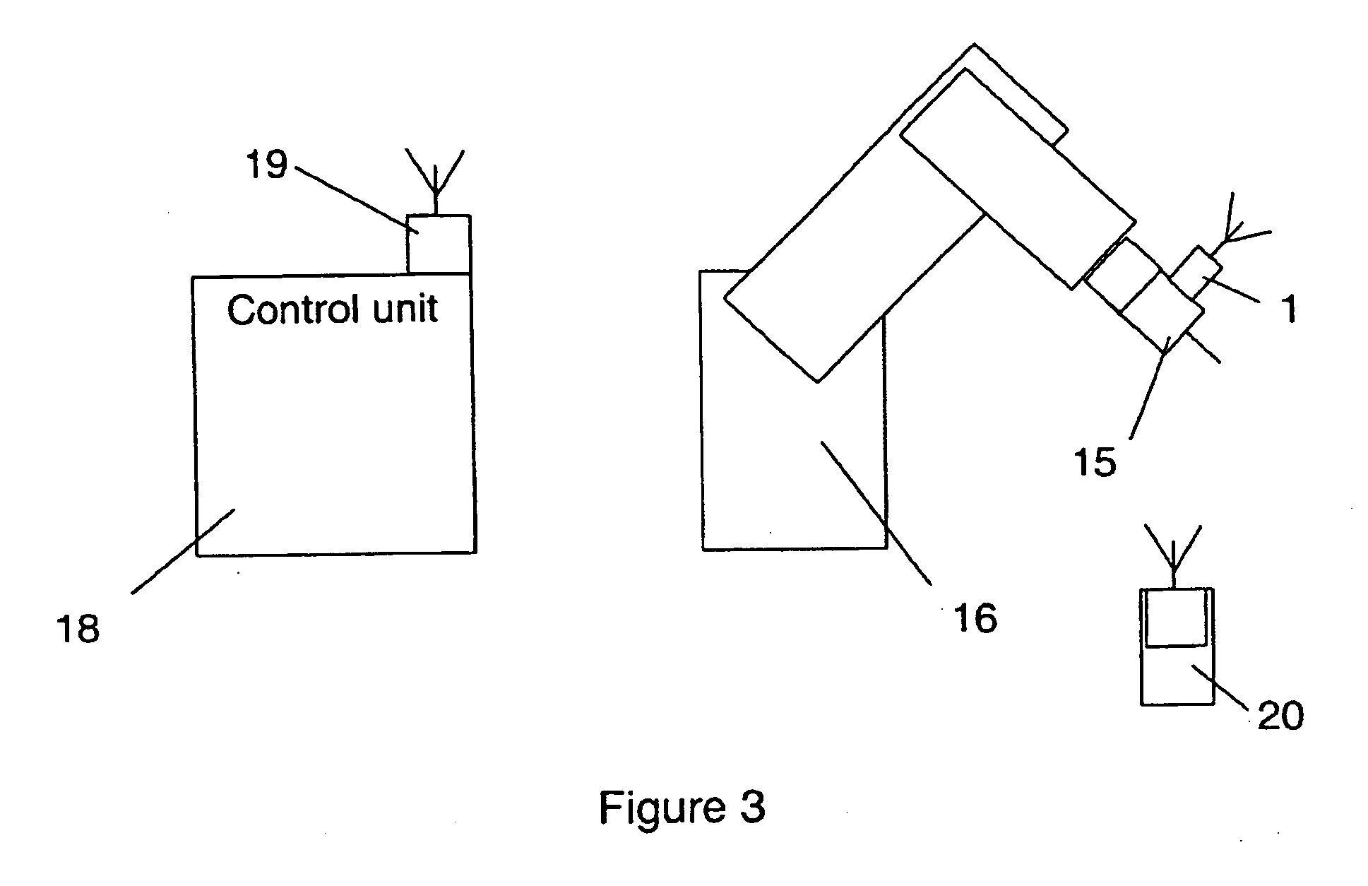 Wireless controller and a method for wireless control of a device mounted on a robot