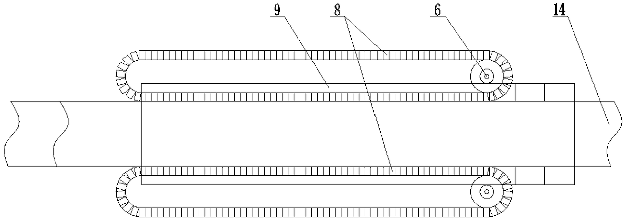 Side chain blocking block automatic and synchronous running device and method of dual-track type forming machine