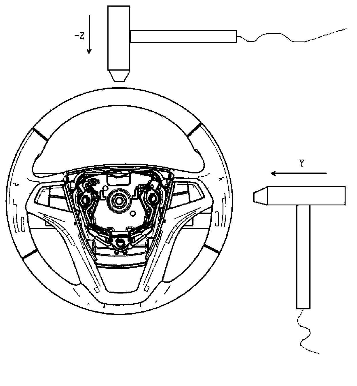 Passenger car steering wheel single mode testing device