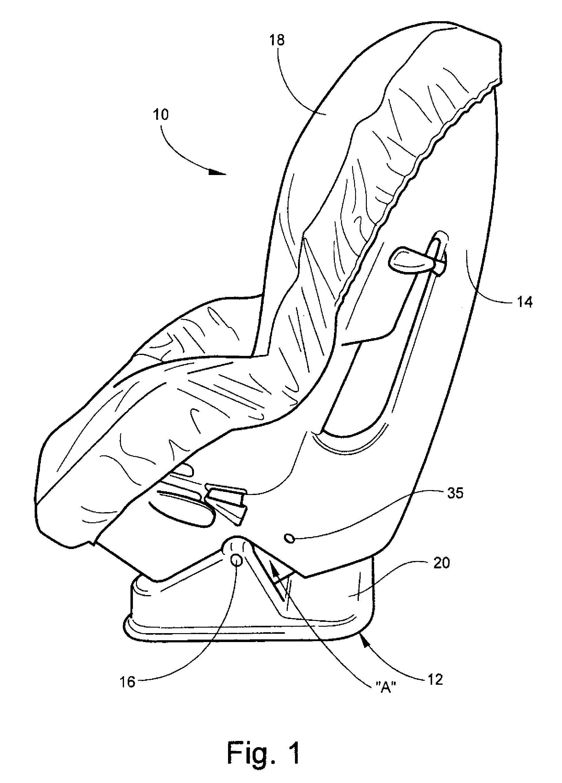Child safety seat with load limited base
