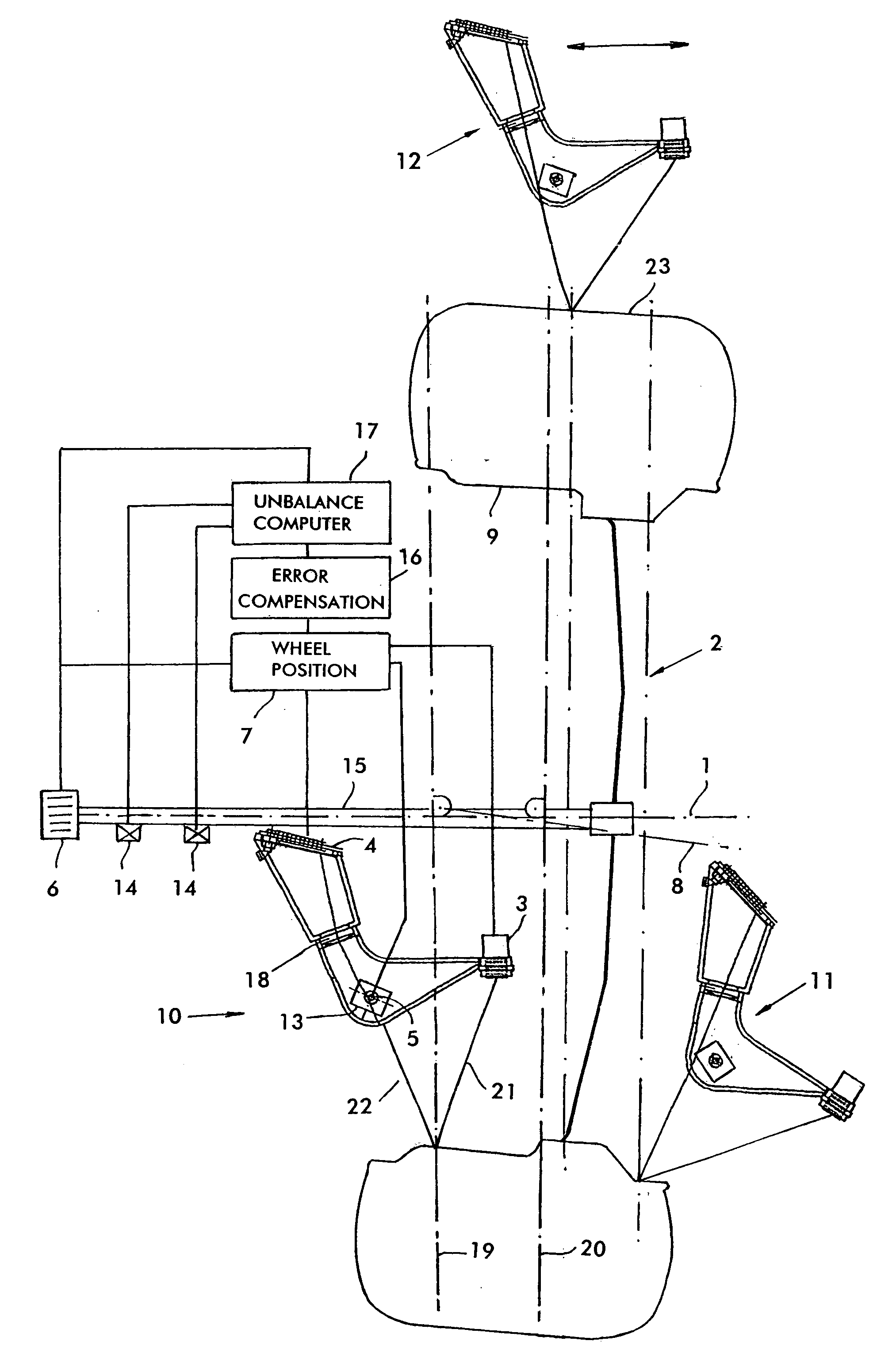 Method and apparatus for determining geometrical data of a motor vehicle wheel mounted rotatably about an axis of rotation