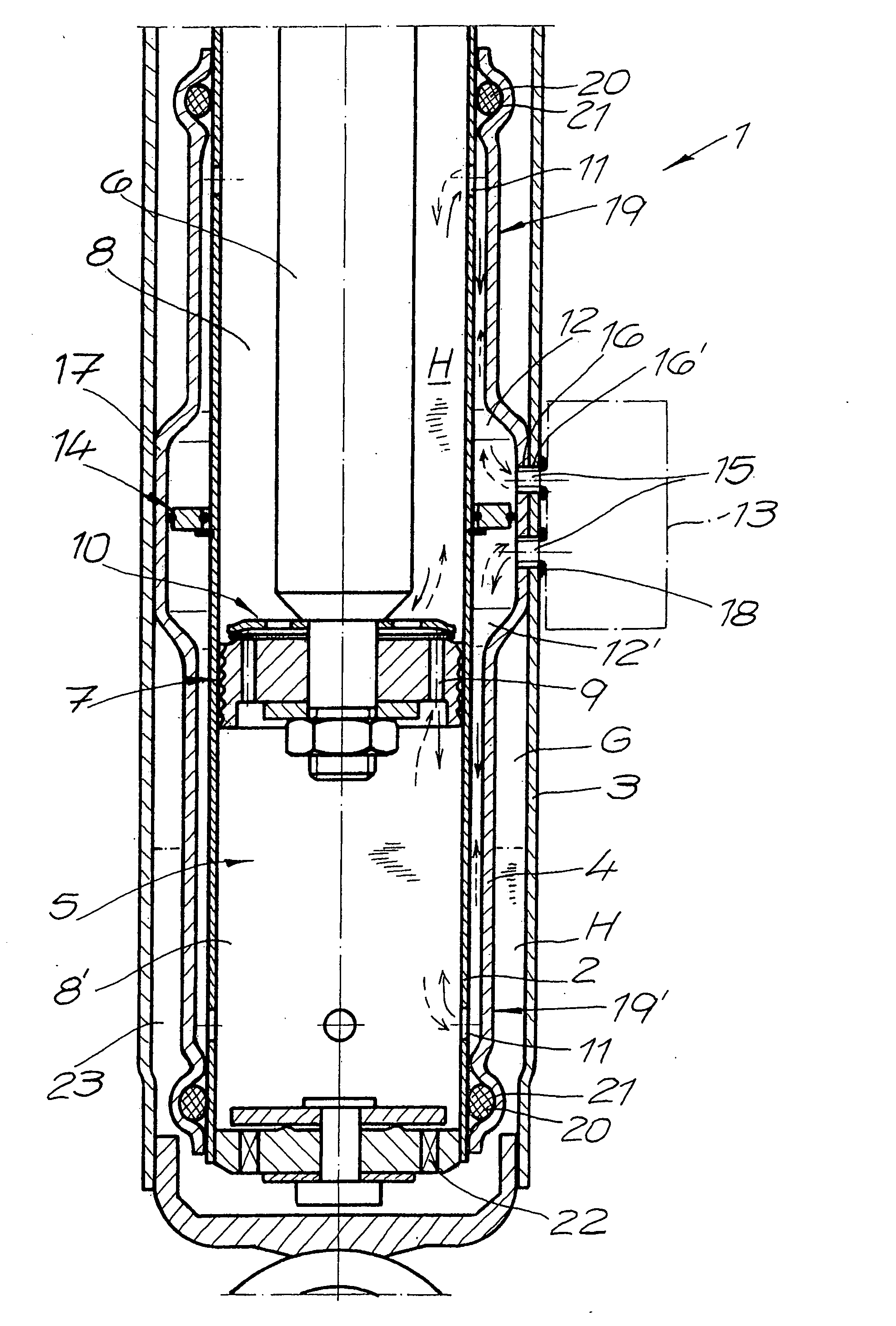 Vibration damper and method for the production of a three-pipe system for a vibration damper
