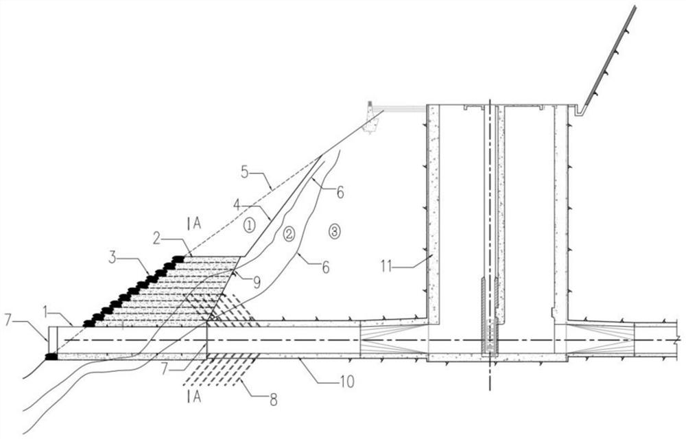 Construction method for building artificial rock plug body and water intake in reservoir