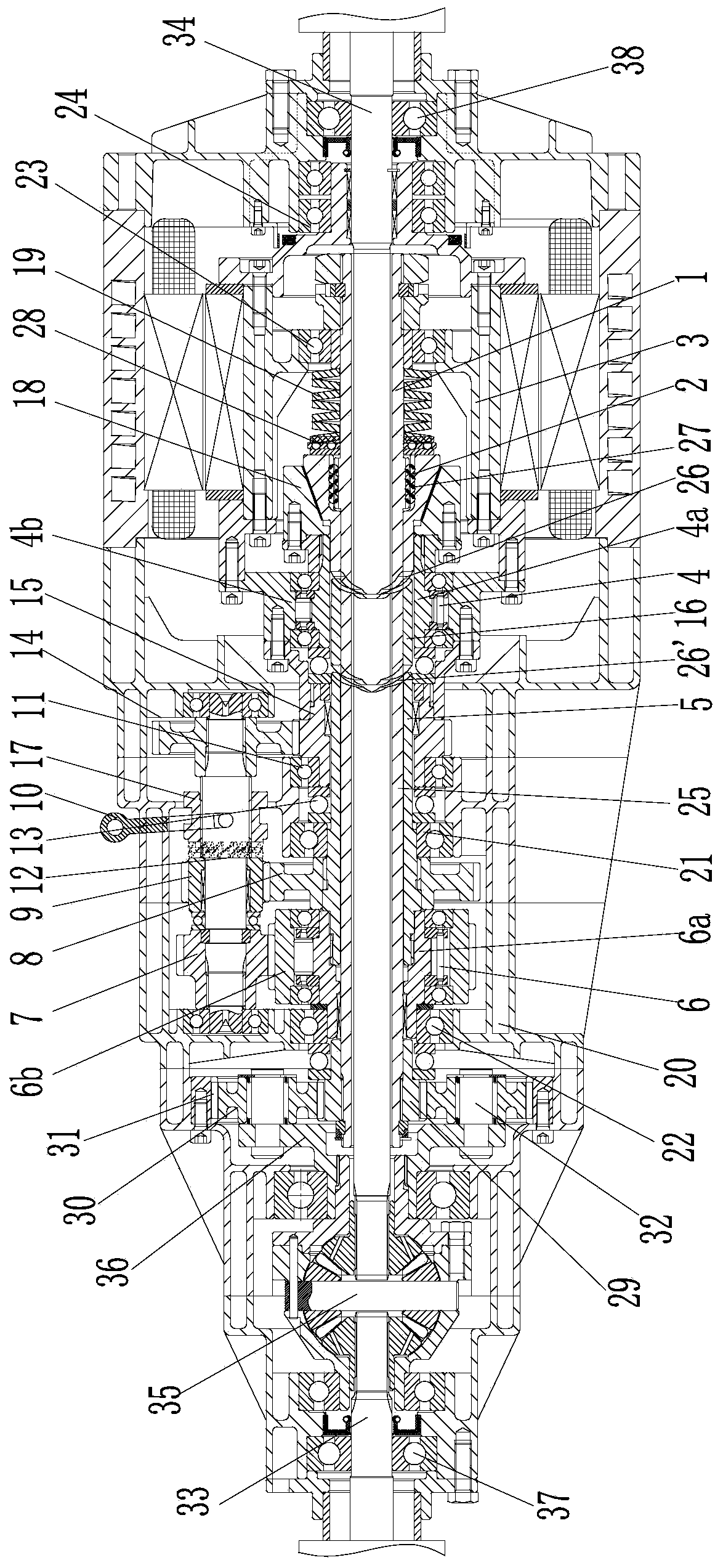 Mechanical type dual-overrun clutch self-adaptive automatic transmission axle with planetary system for output