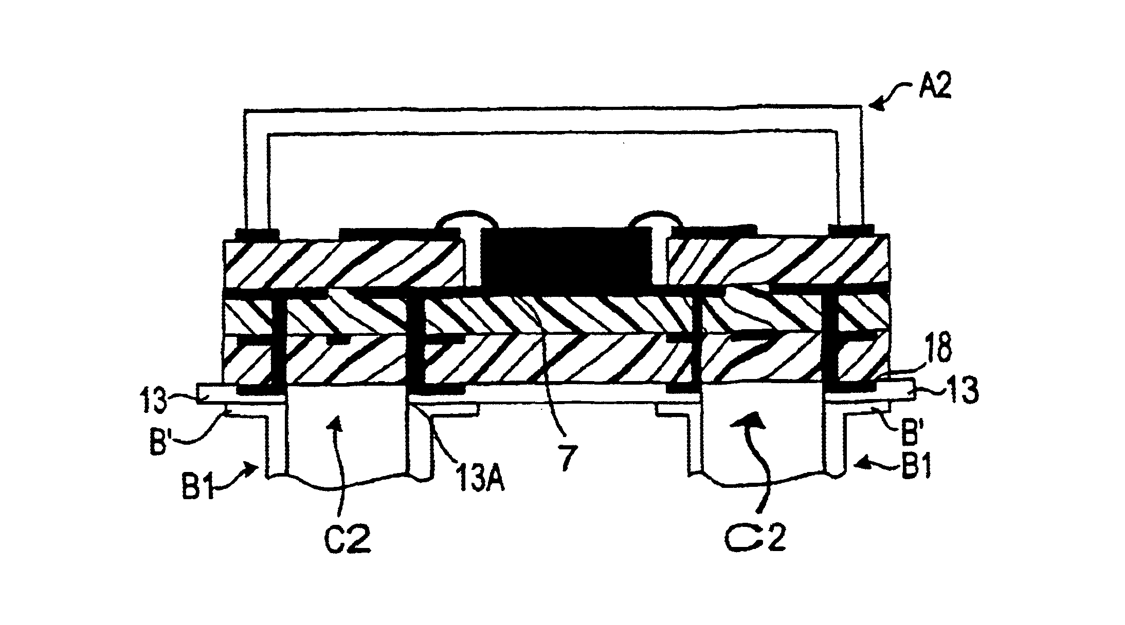 Multi-layered wiring board for slot coupling a transmission line to a waveguide