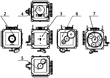 Teaching aid for demonstrating gears in six-sided mode