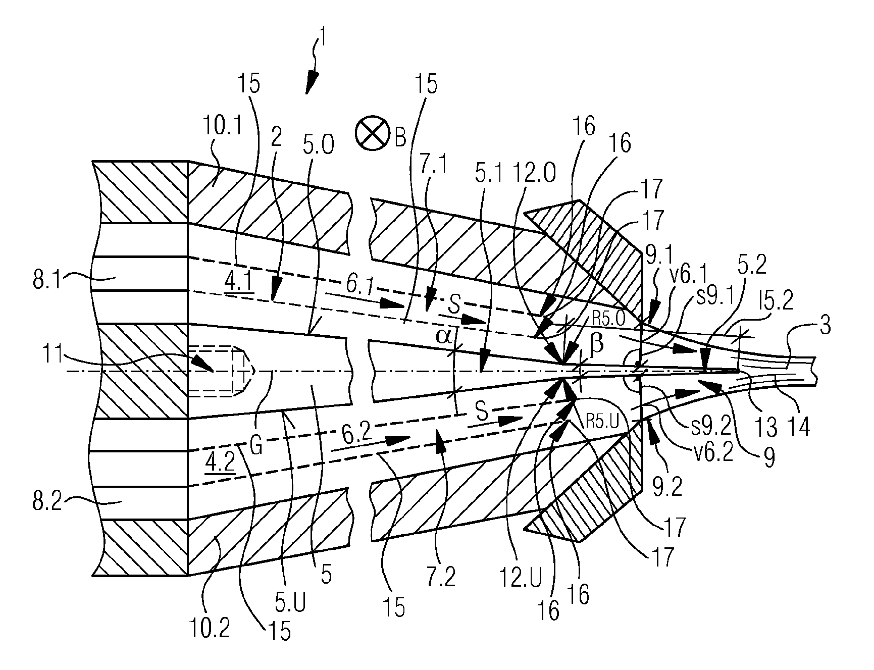 Double-layer headbox for a machine for producing a double-layer fibrous web