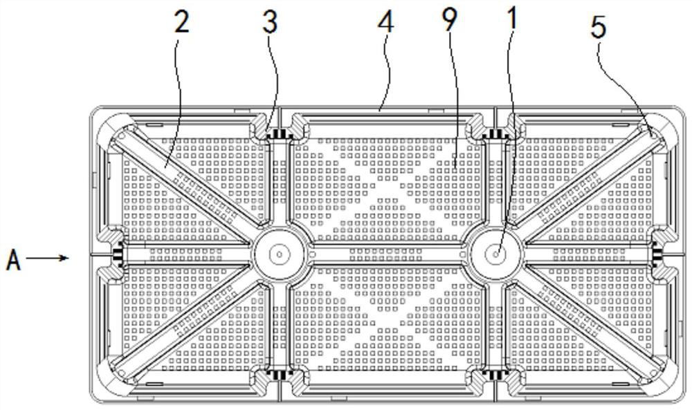 Multi-supporting post anti-floating box body for cast-in-place concrete hollow floor slab