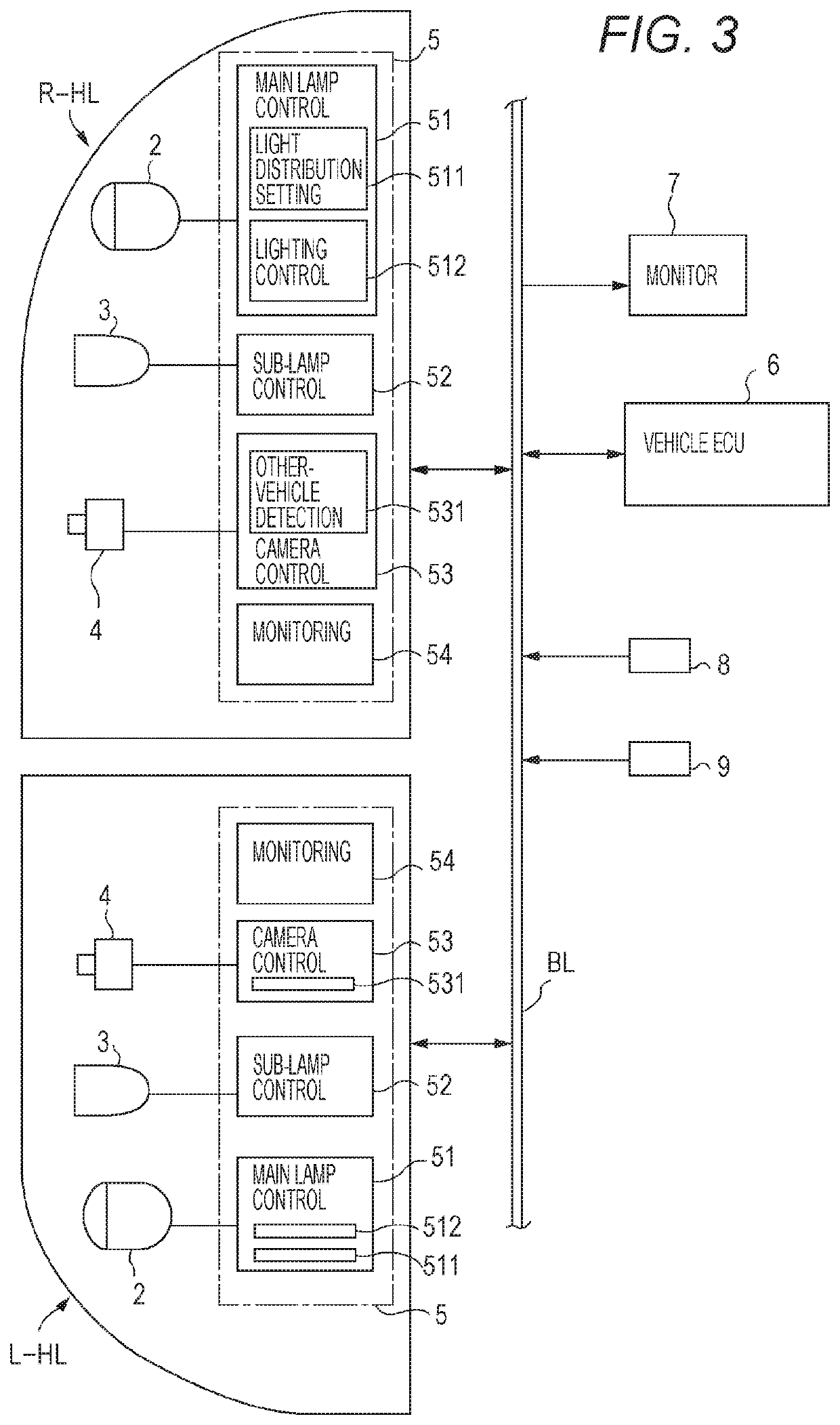 Vehicle lamp lighting control device