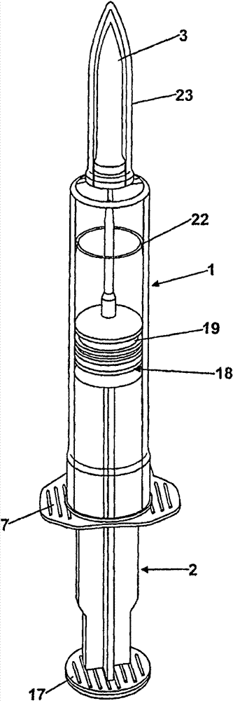 Syringe with integrally formed piercing member and luer slip