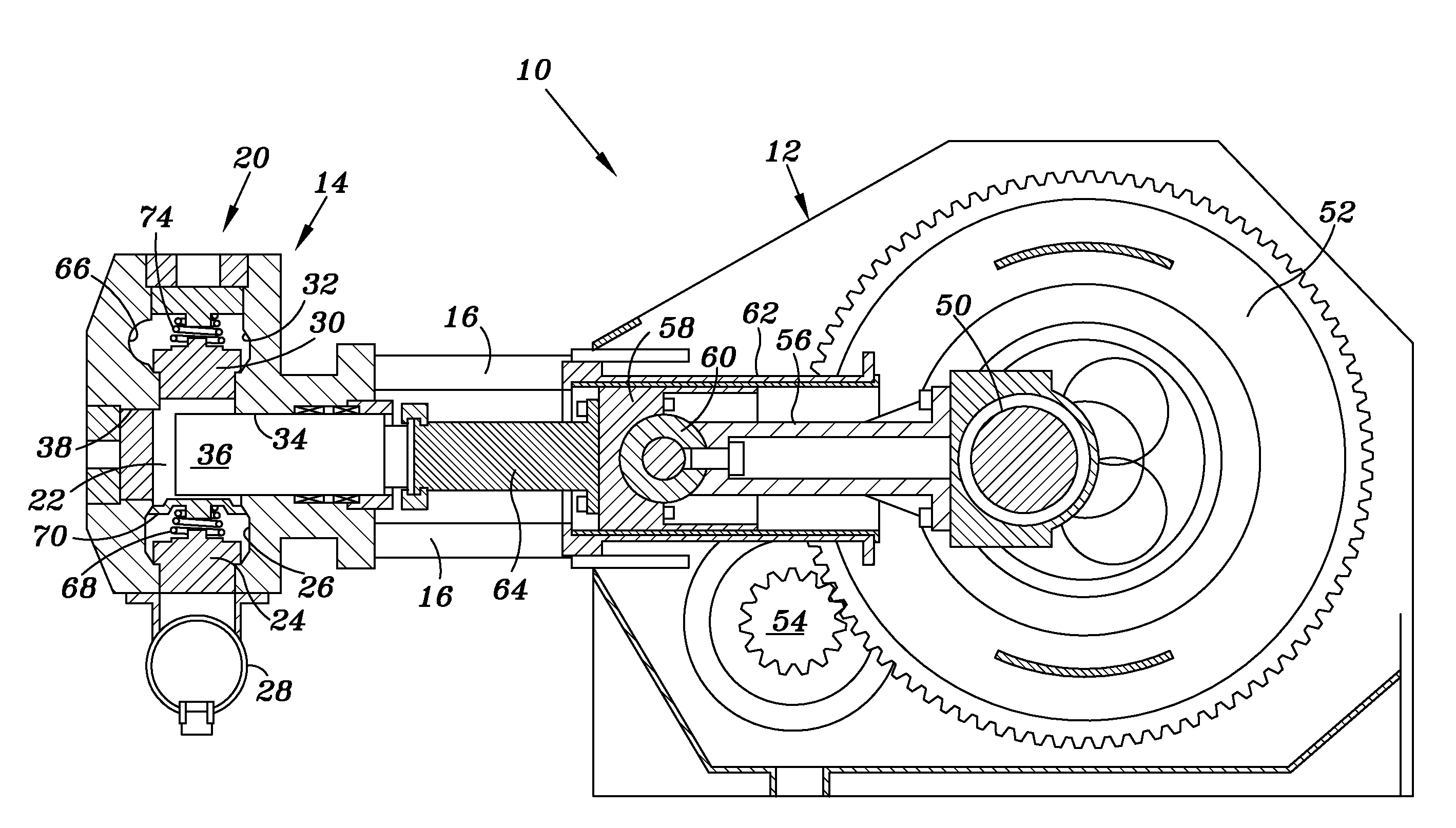 Reciprocating pump with intersecting bore geometry