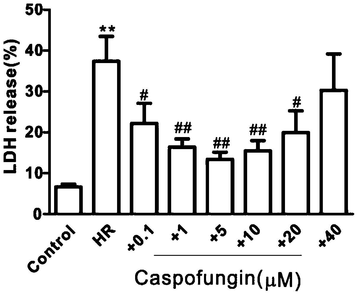 Application of caspofungin in preparation of medicine for treating ischemia/reperfusion injury