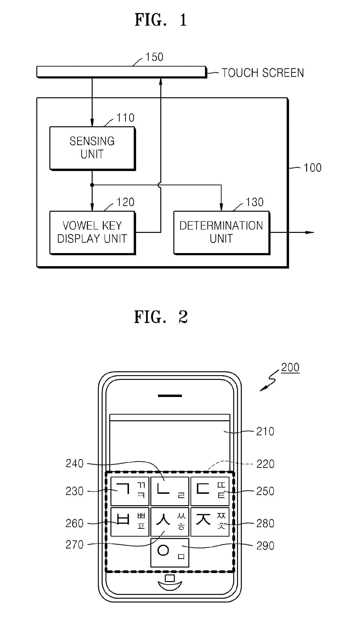 Method and apparatus for inputting korean characters by using touch screen