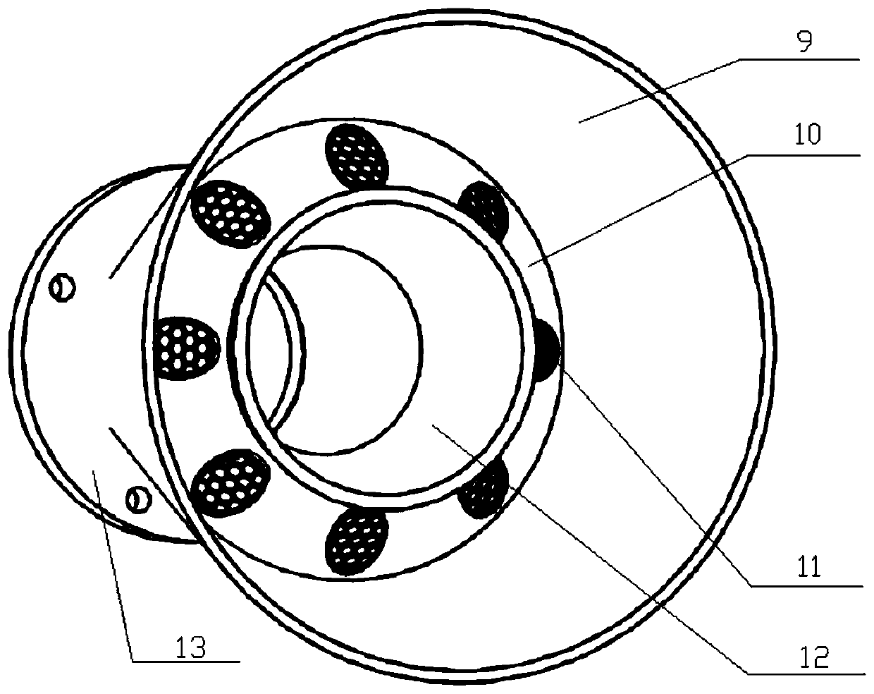 Conical draft tube provided with oval and regular hexagon grid