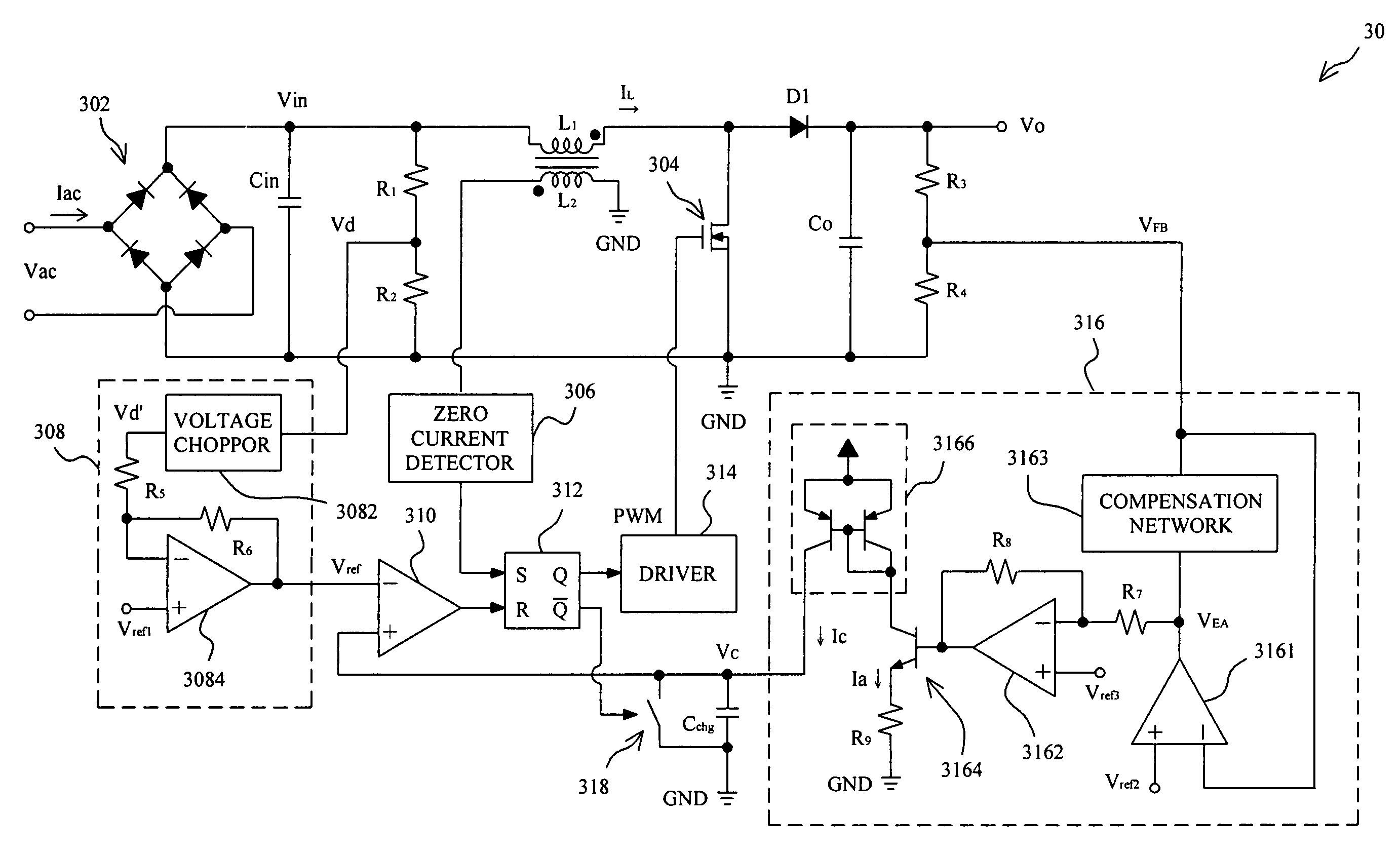 Piecewise on-time modulation apparatus and method for a power factor corrector