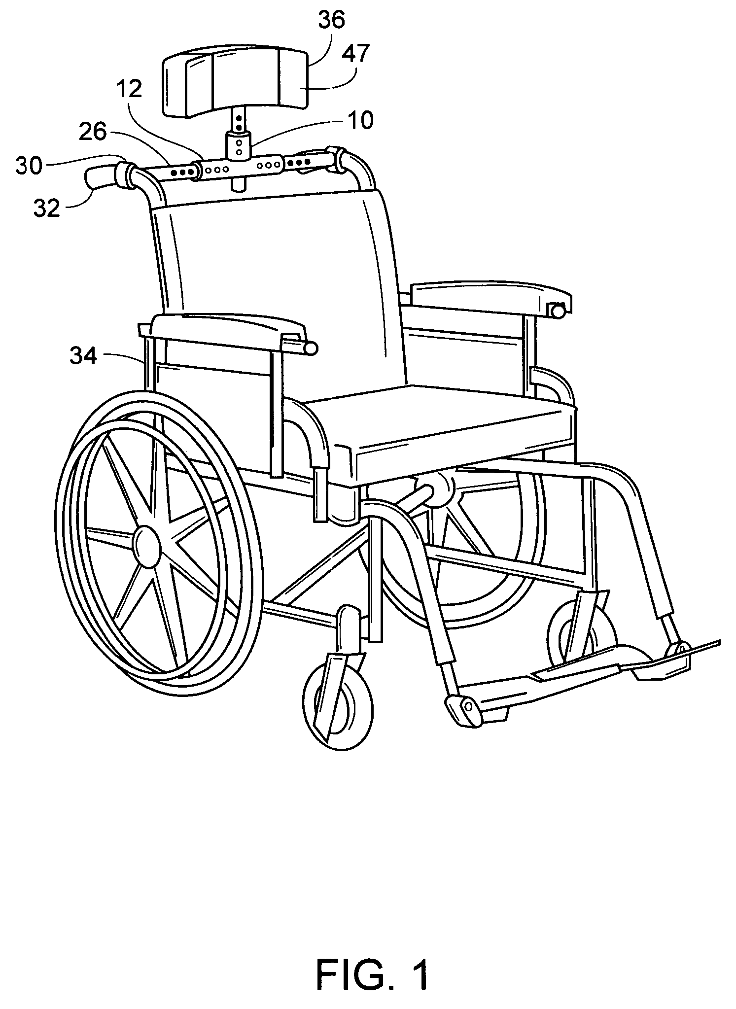 Removable adjustable headrest for wheelchairs having a neck roll