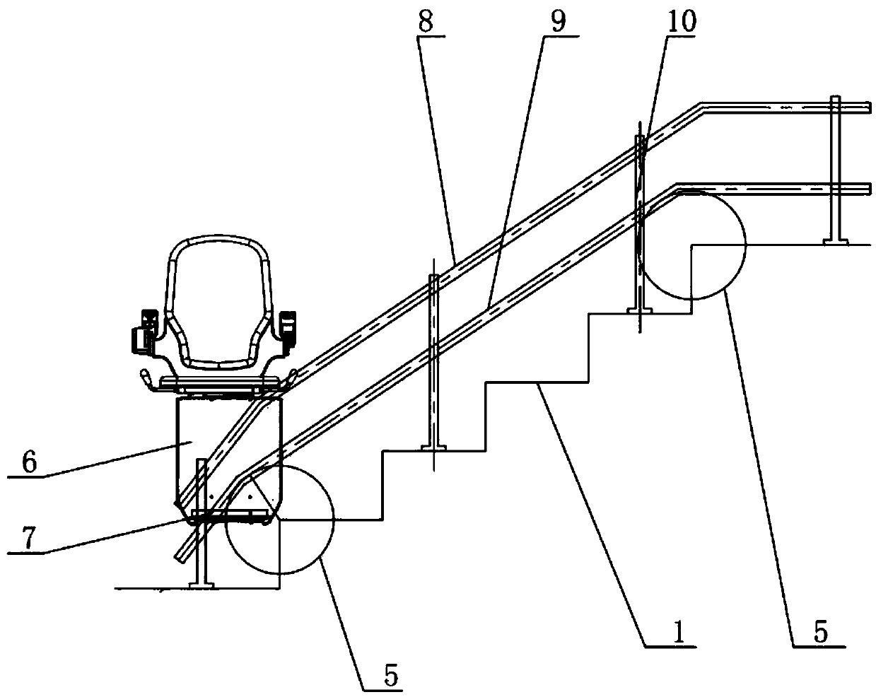 A stair measurement and guide rail design method suitable for stair lift installation