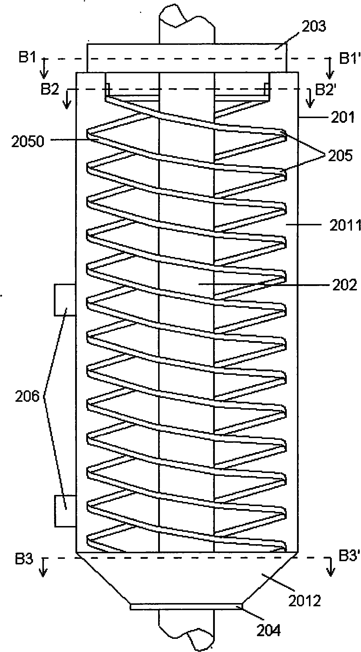 Drying tower with multi-helical structure and drying method