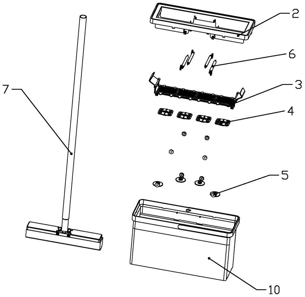 Mop bucket kit free of manual brushing and wringing