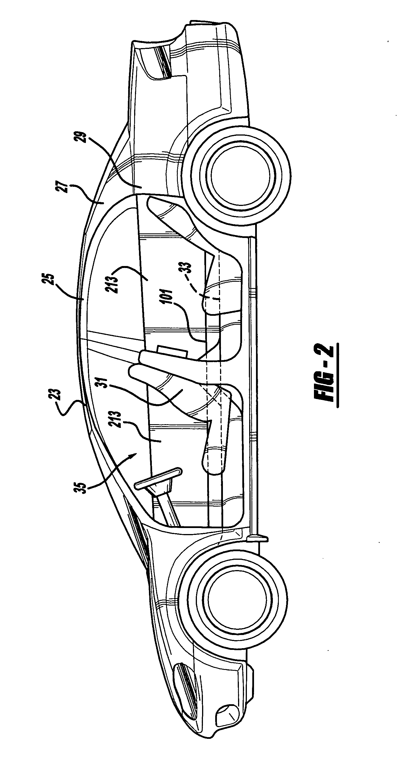 Structural system for a convertible automotive vehicle