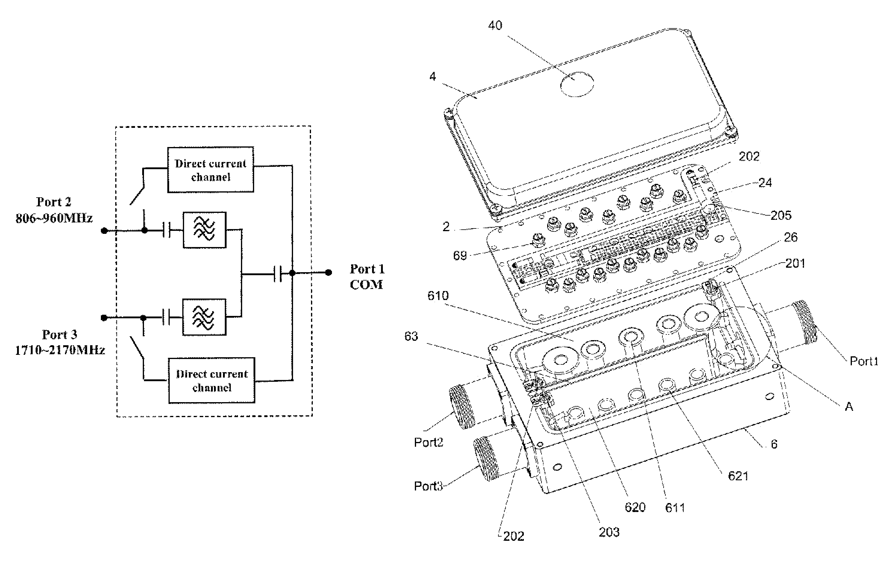 Ultra wide-band dual-frequency combiner