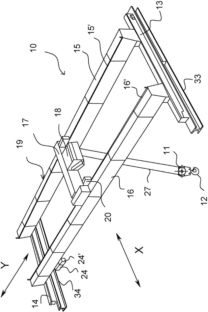 A device and a process for controlling a swinging of a load suspended from a lifting apparatus