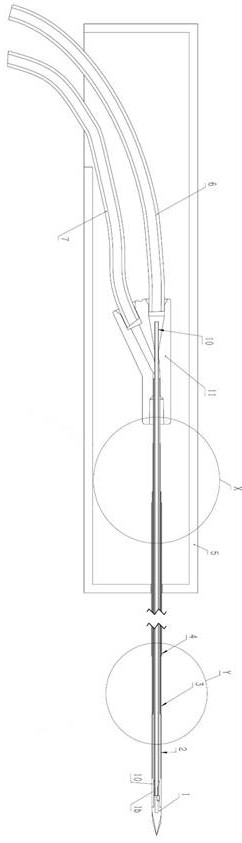 Water-cooling internal circulation type bipolar ablation needle for electroporation and lesion ablation device