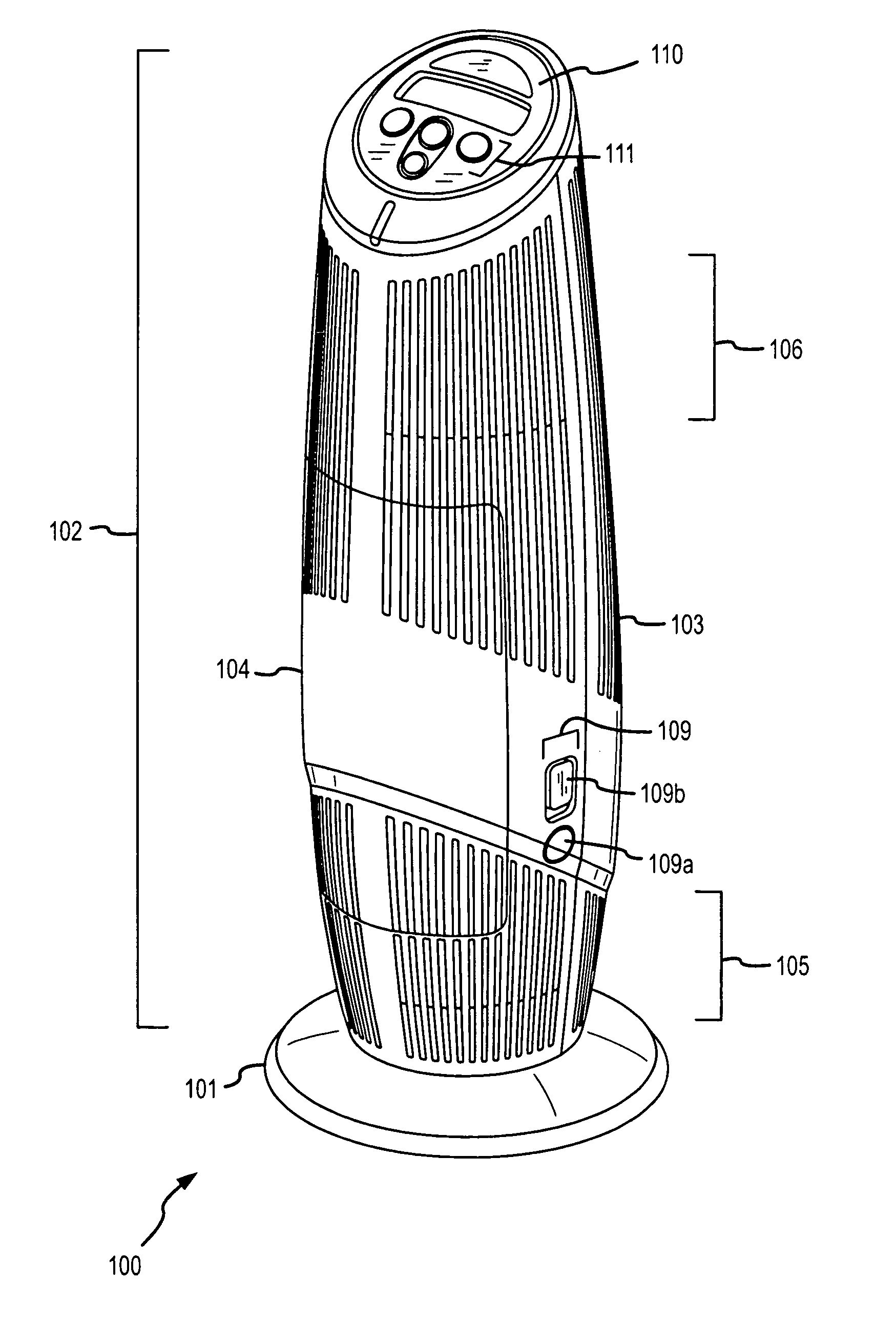 Air cleaner including touch points