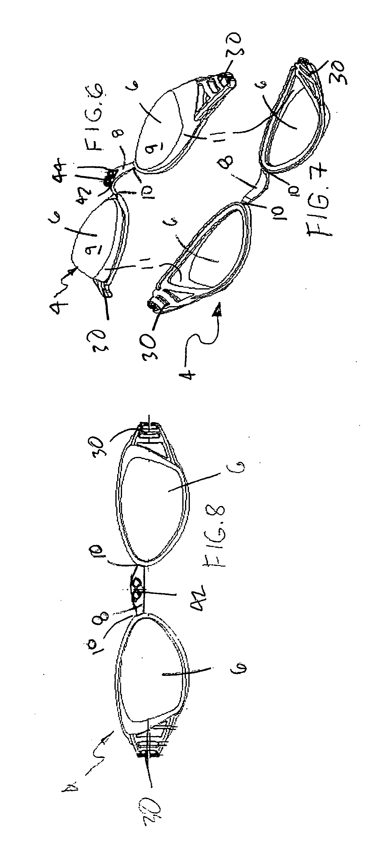 Eye goggles with unitary internal skeleton and overmoulded covering