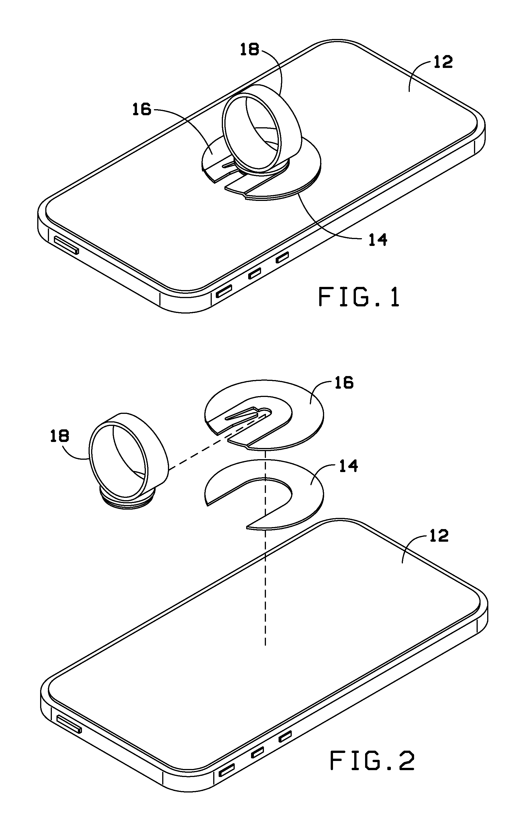 Attachable holder with flexible ring for any handheld device