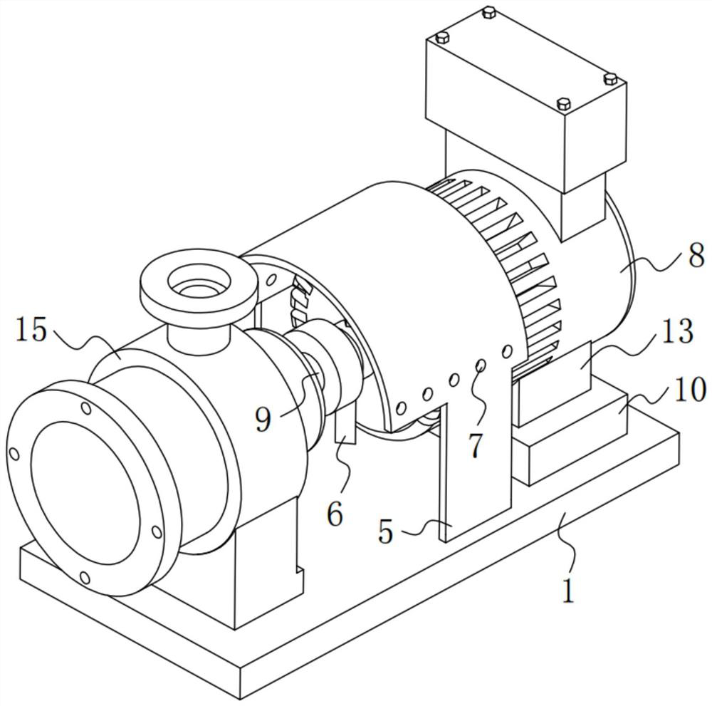 Chemical process pump with heat dissipation and shock absorption functions and method