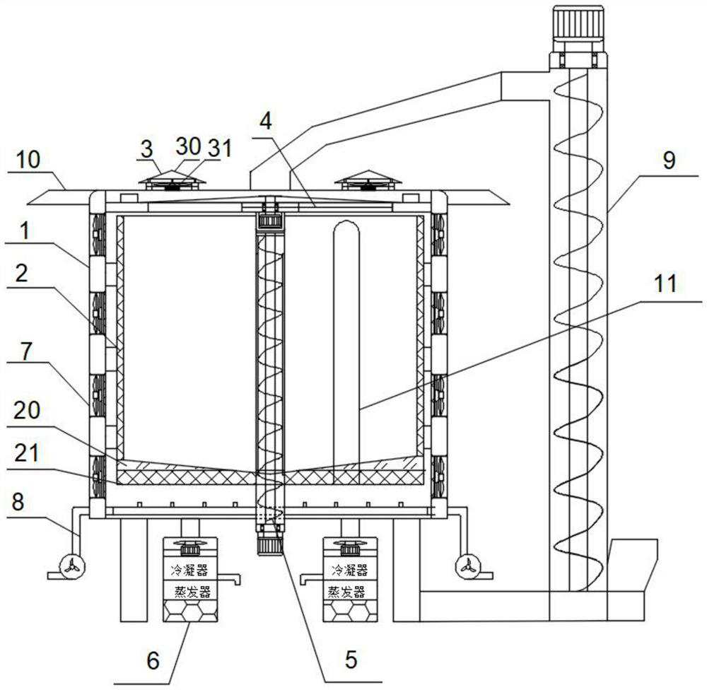 Batch type circulating grain drying granary with multi-stage moisture removal and heat dissipation structure