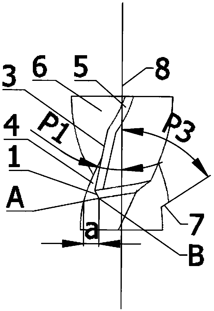 Chip breaking structure of reducing position cutting edge of stepped drill