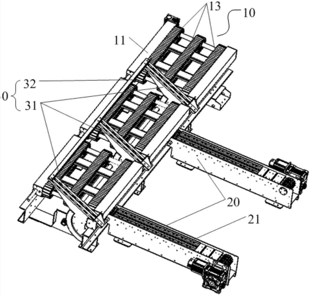 Device used for unloading and stacking gypsum light hollow partition boards