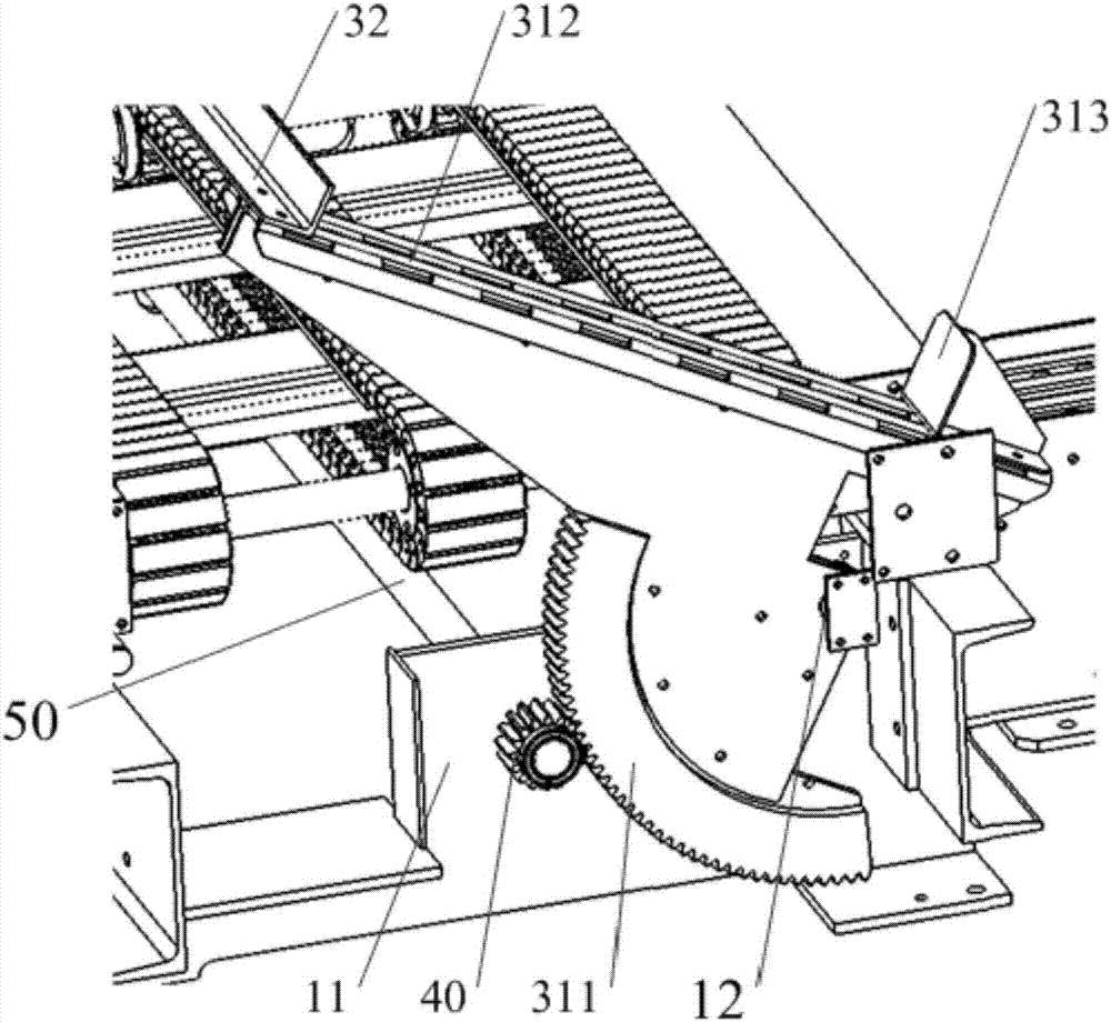 Device used for unloading and stacking gypsum light hollow partition boards