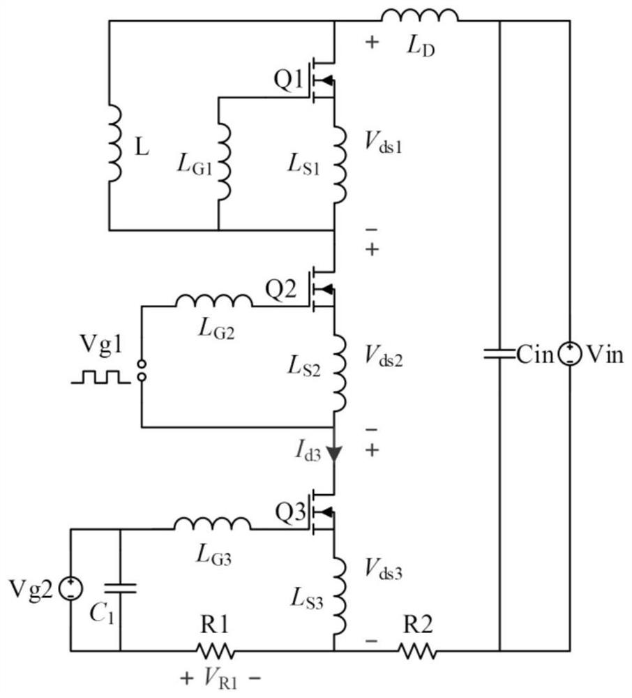 Test circuit and test method for testing common source inductance of power device