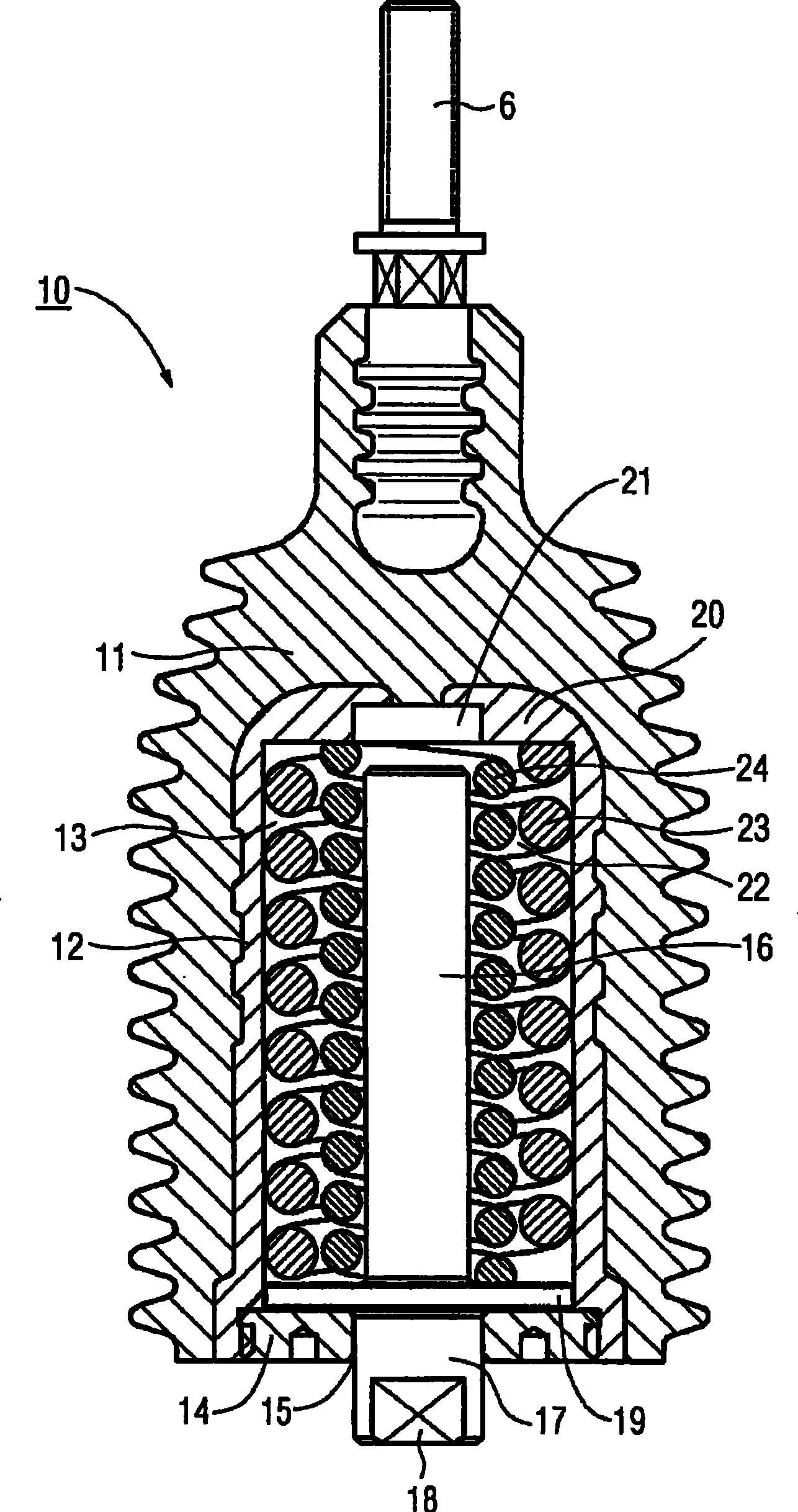 Insulating switching rod with a contact pressure arrangement comprising a plurality of helical compression springs wound in opposite senses