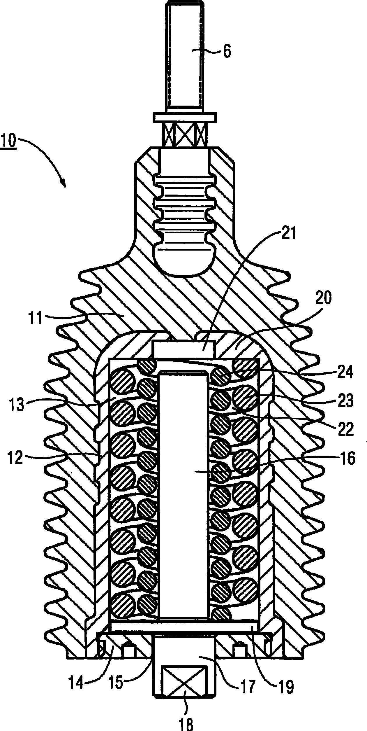 Insulating switching rod with a contact pressure arrangement comprising a plurality of helical compression springs wound in opposite senses