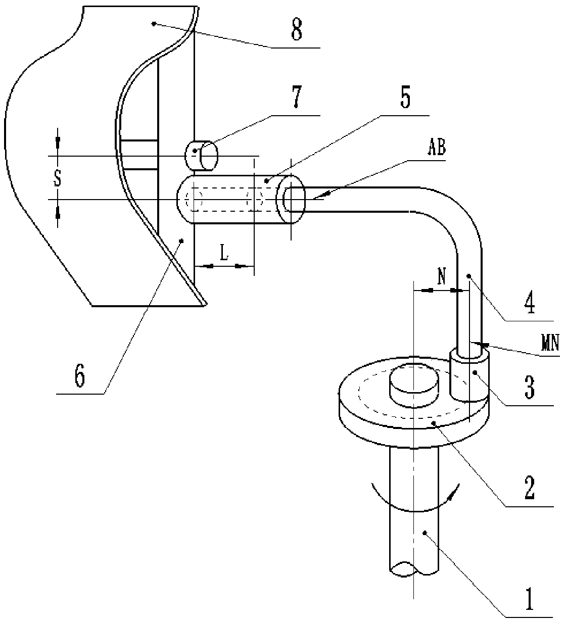 Crank floating type hatch door actuating mechanism