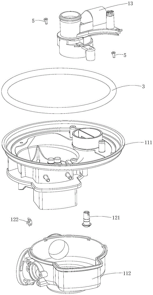 Dish-washing machine water cup component and mounting structure of dish-washing machine water cup component