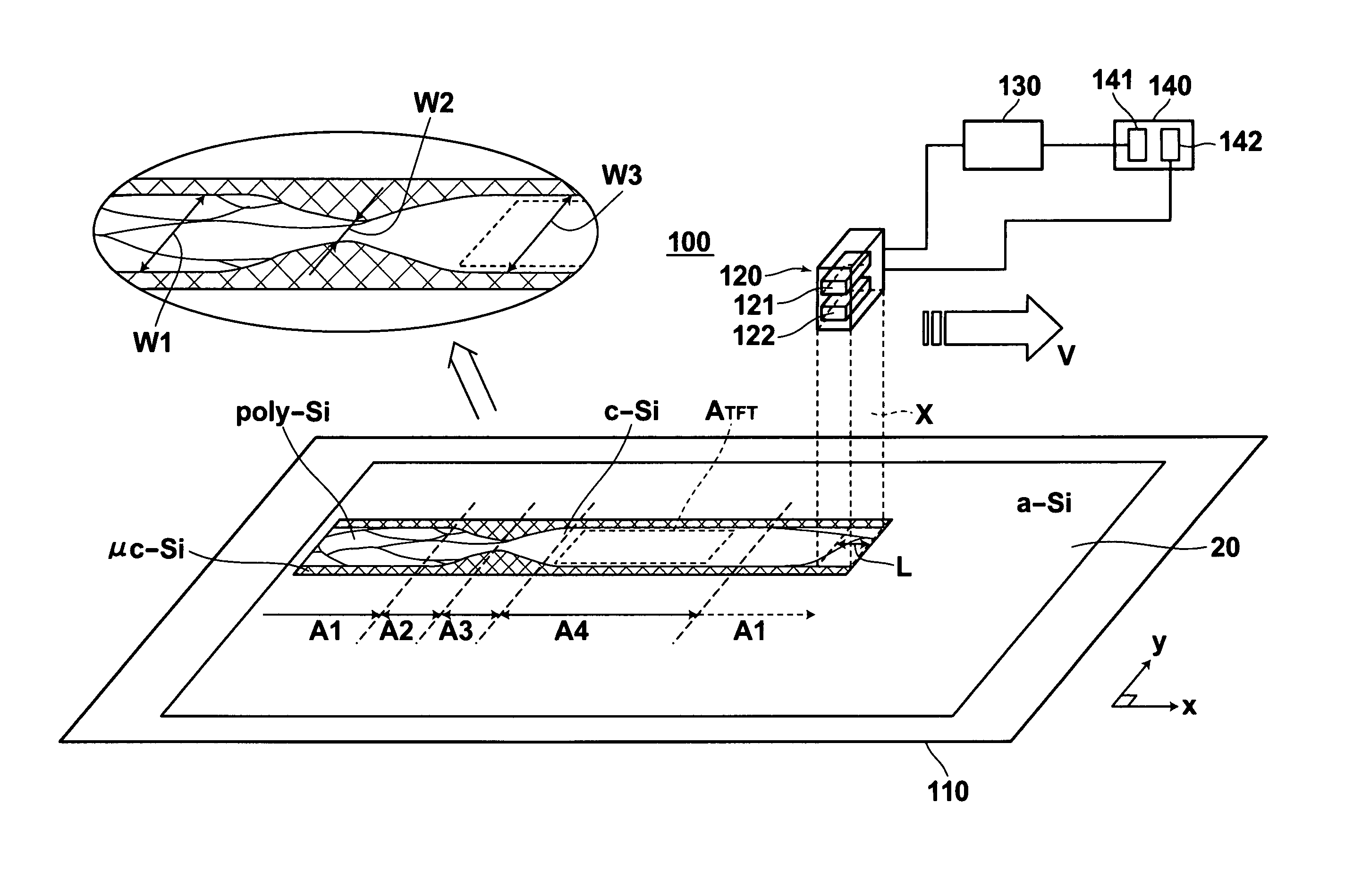 Process and system for laser annealing and laser-annealed semiconductor film