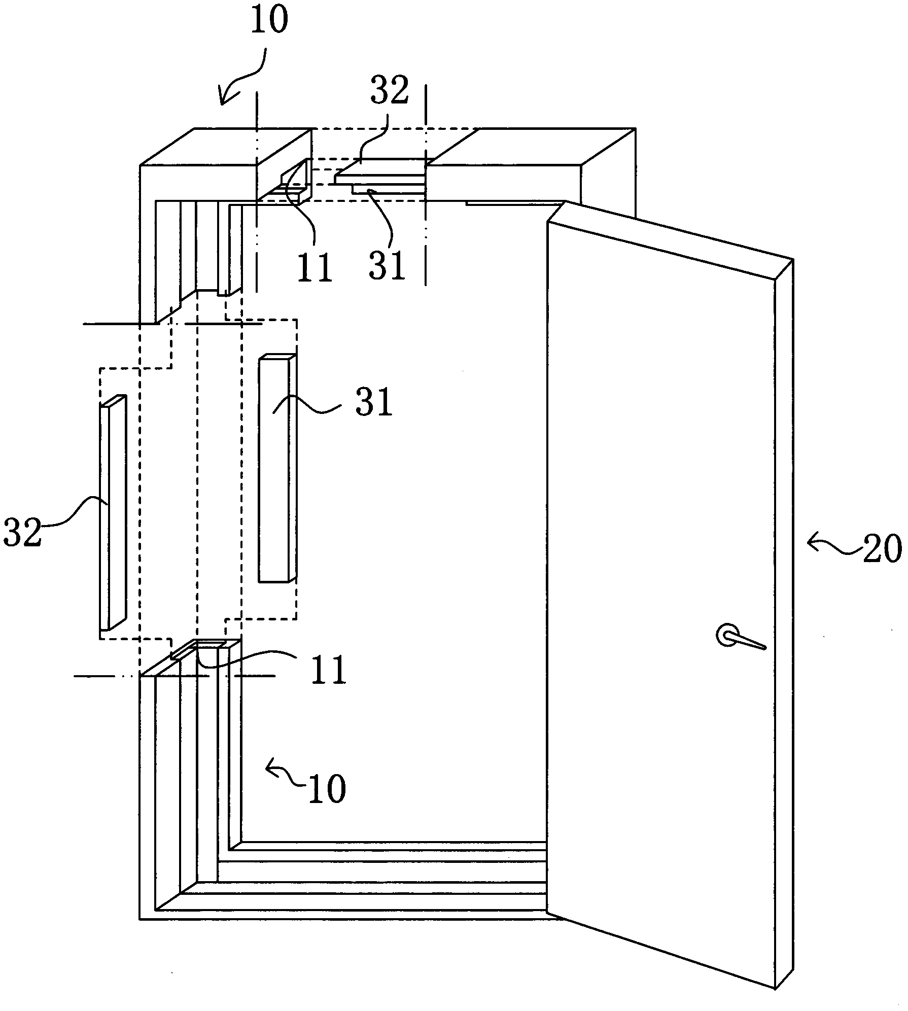Separated type fireproof sealing structure of fireproof door