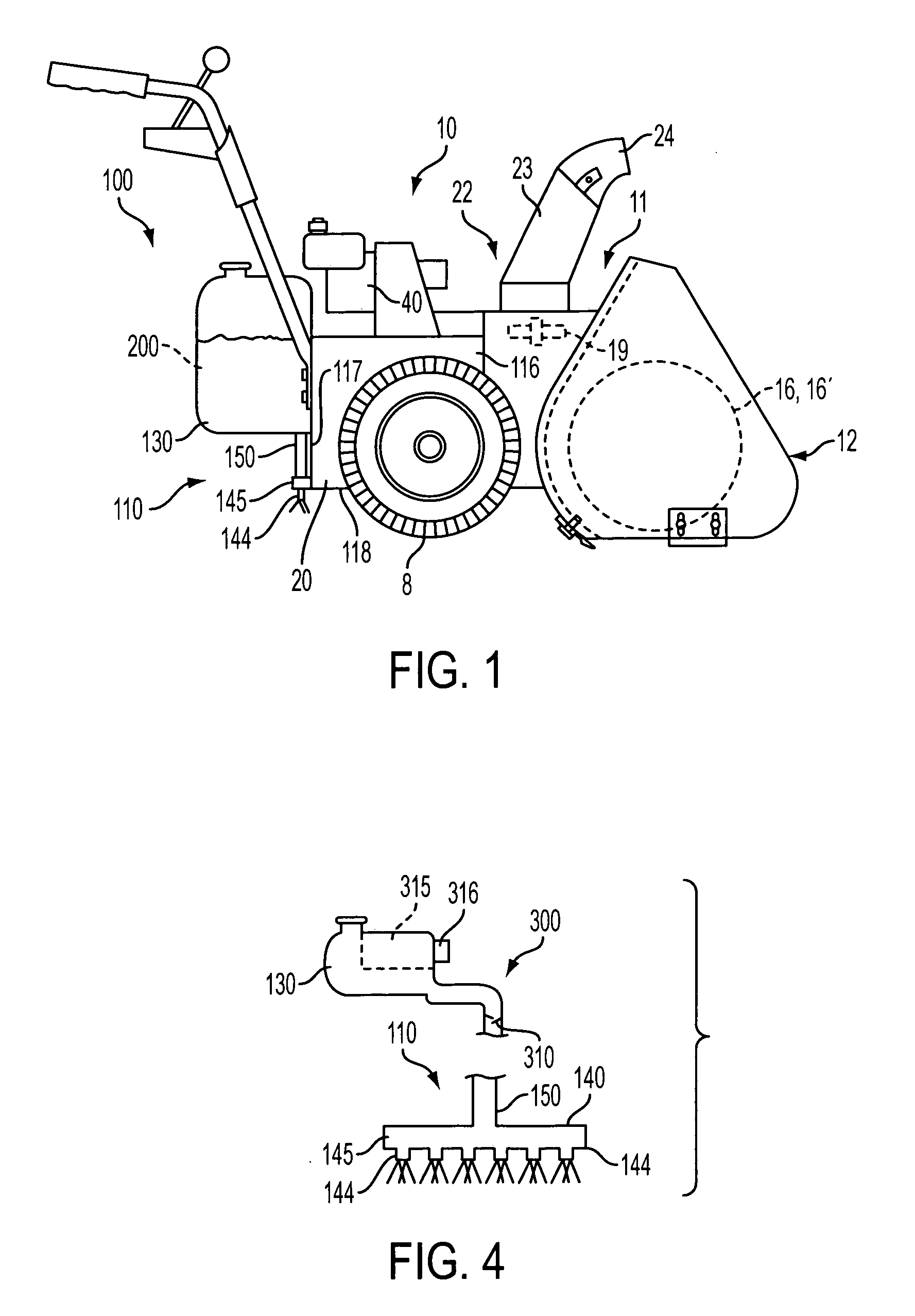 Snow removal machine with system for applying a surface treatment material
