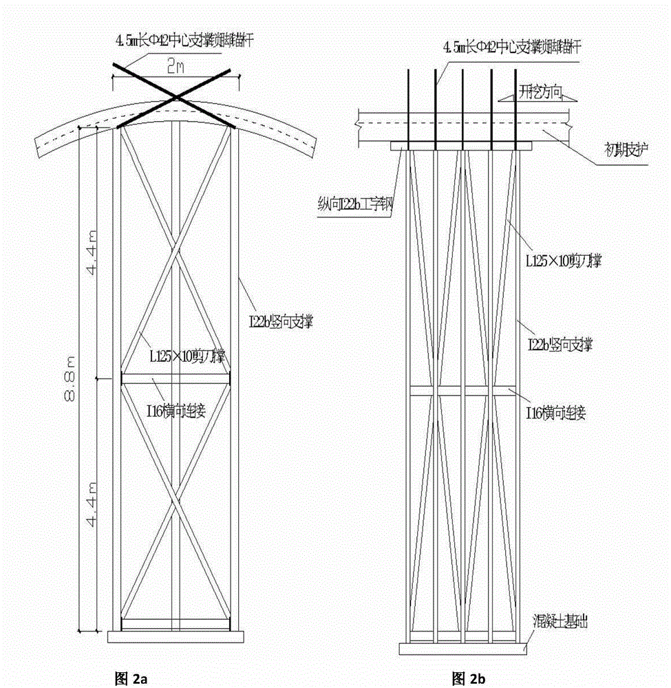 Construction technology of step temporary support and partial double side walls