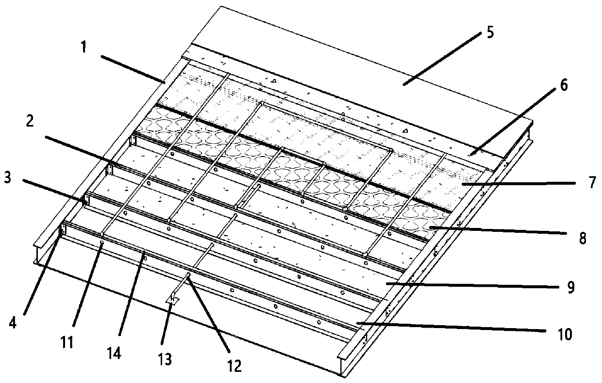 Light assembly type steel structure composite floor slab and implementation method thereof