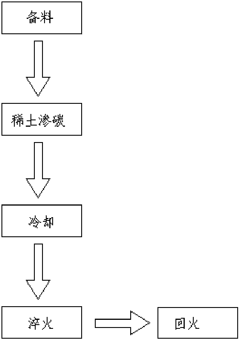 Rare earth and carbon co-penetration process of gear