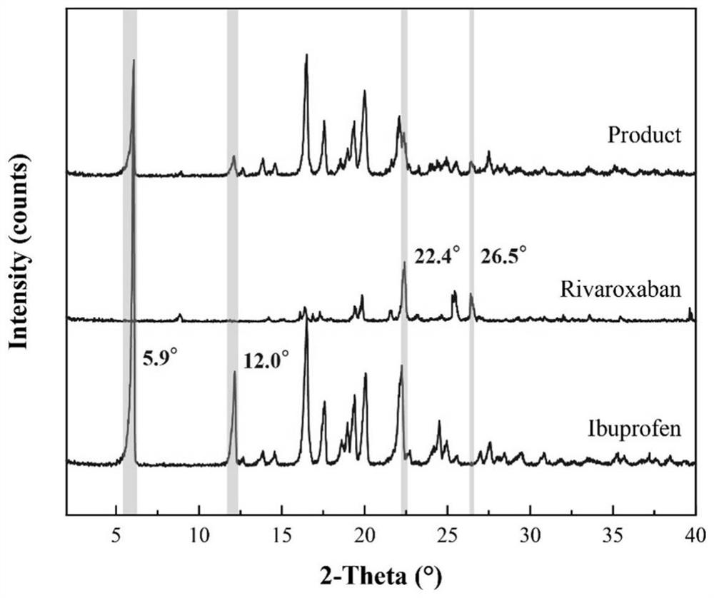 Ibuprofen-loaded rivaroxaban functional particles and preparation method thereof
