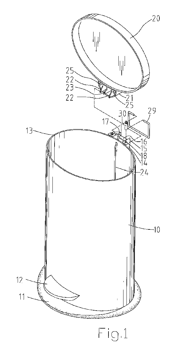 Waste container with buffering device