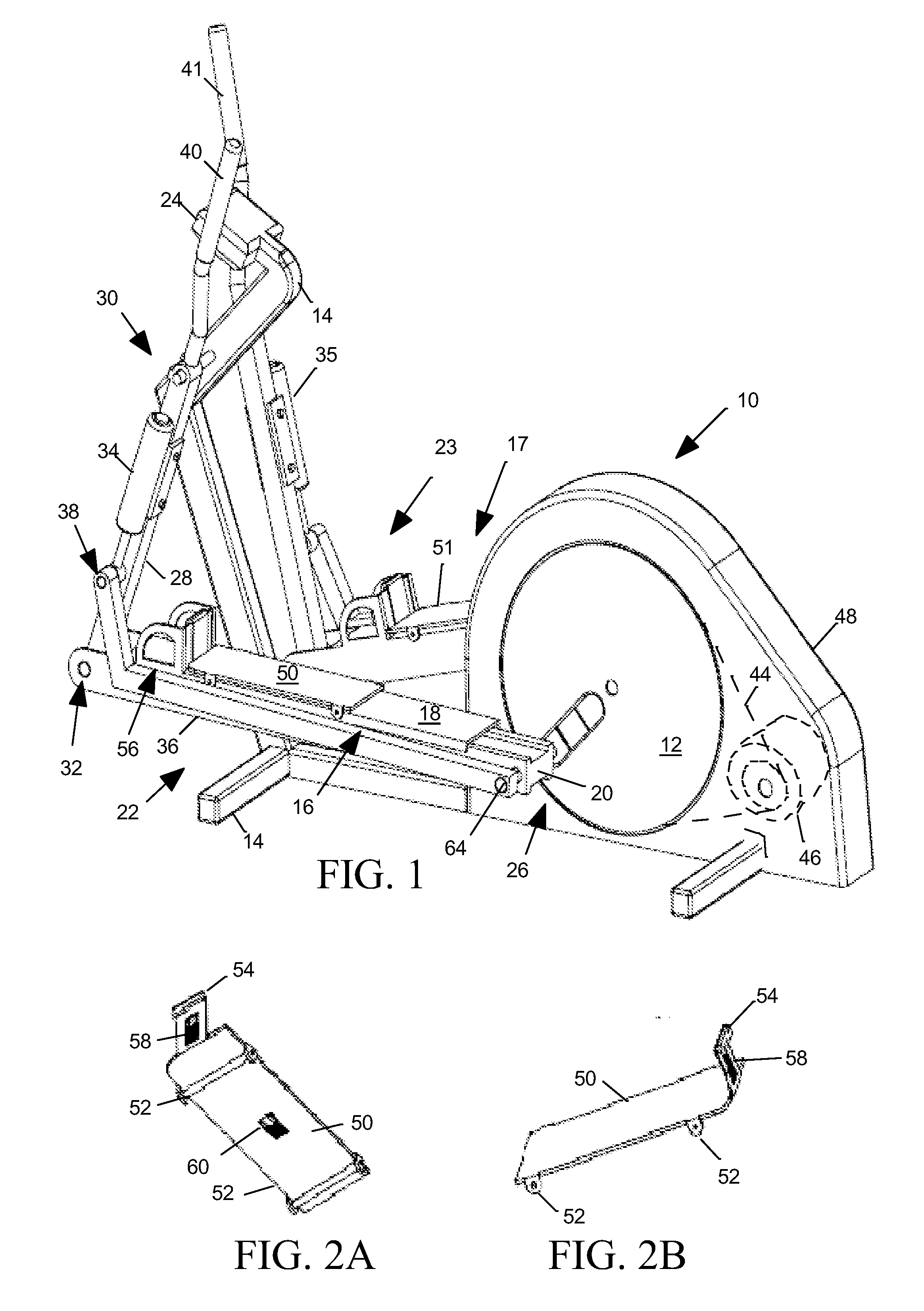 Exercise apparatus with automatically adjustable foot motion